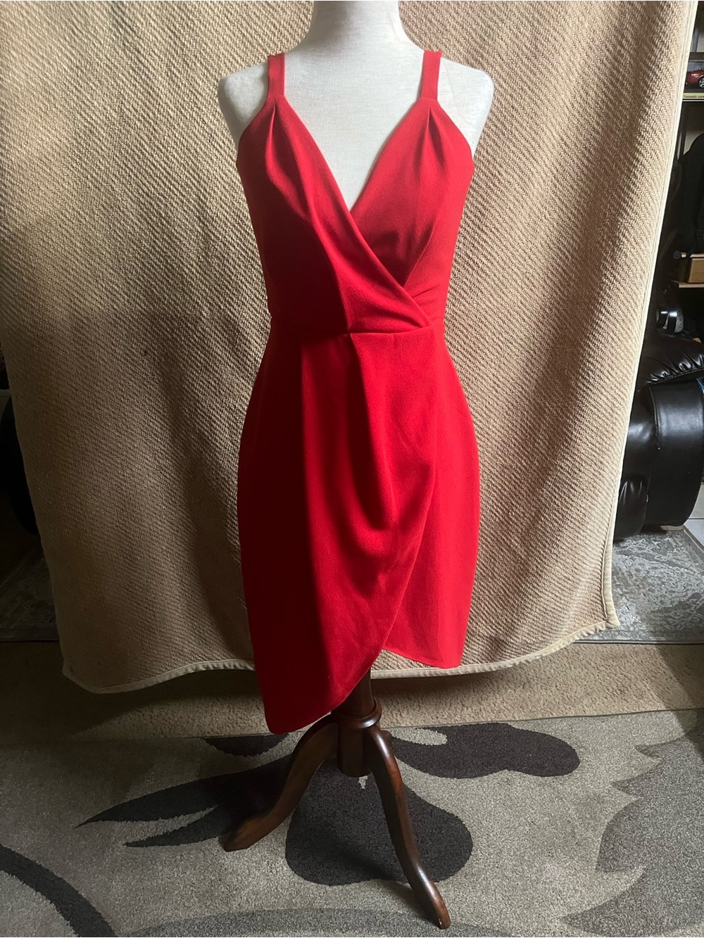 DRESS THE POPULATION MIDI WRAP WOMENS DRESS SIZE XS - Picture 2 of 5